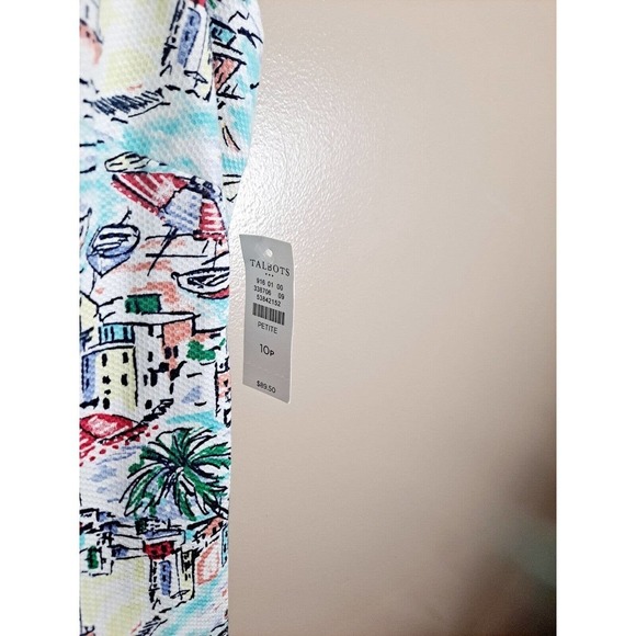 TALBOTS Outlet Scenic Beach Print SHEATH Shift Summer Dress SLEEVELESS - Picture 5 of 5